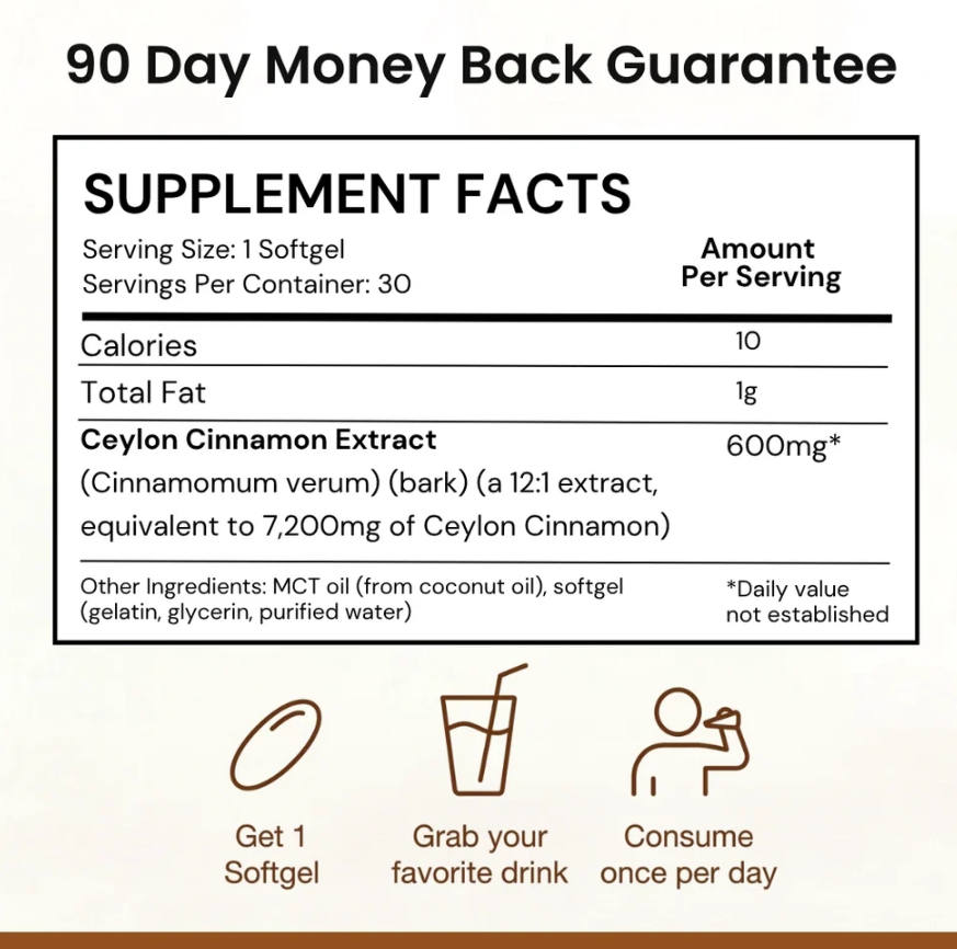 Ceylon Cinnamon 7200mg Equivalent MCT Oil