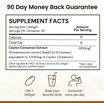 Ceylon Cinnamon 7200mg Equivalent MCT Oil